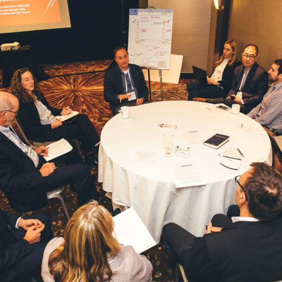 Breakout groups discuss conference topics at the 2019 annual conference.